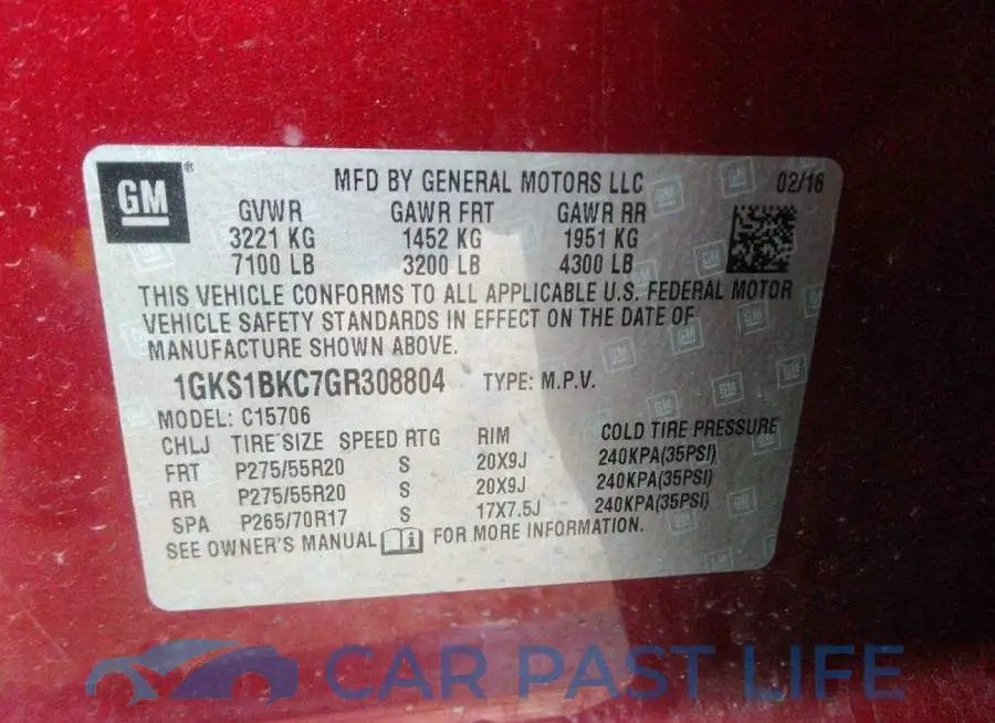 1GKS1BKC7GR308804# 9