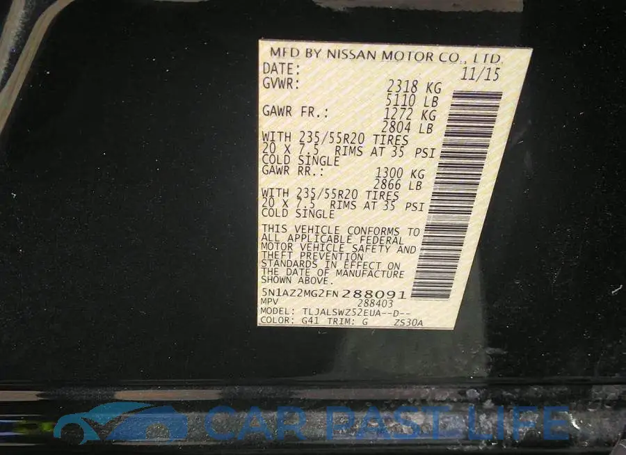 5N1AZ2MG2FN288091# 9