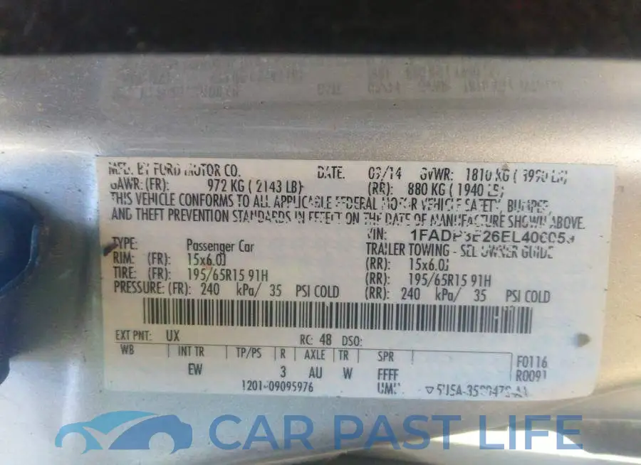 1FADP3E26EL406059# 9
