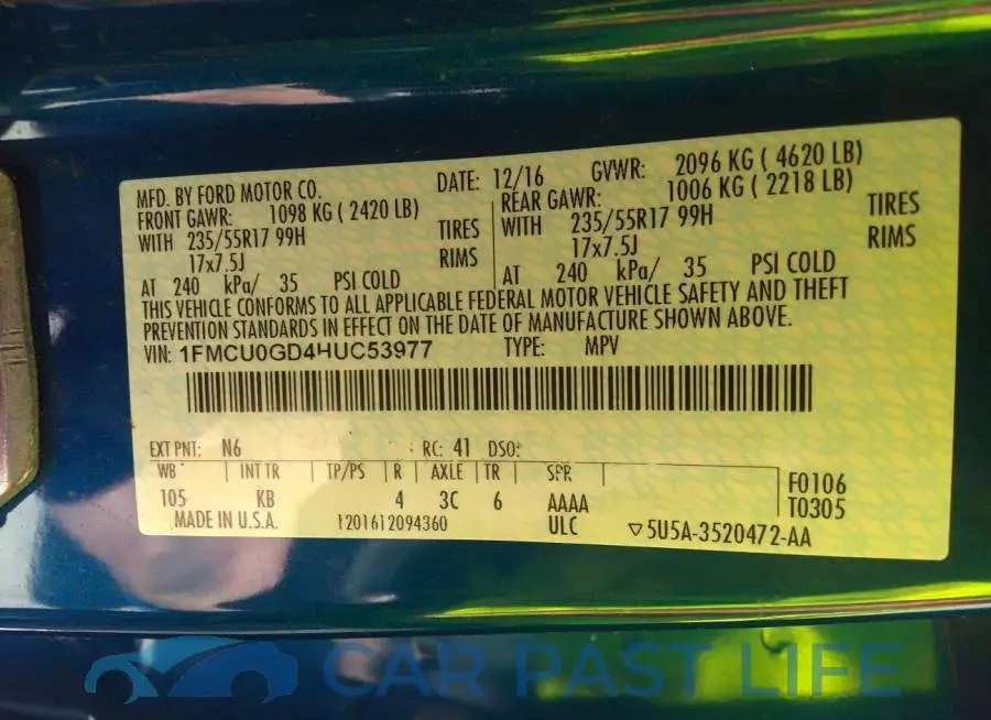 1FMCU0GD4HUC53977# 9