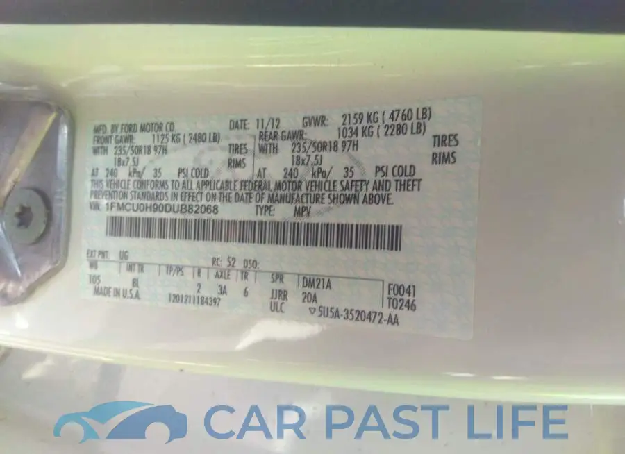 1FMCU0H90DUB82068# 9
