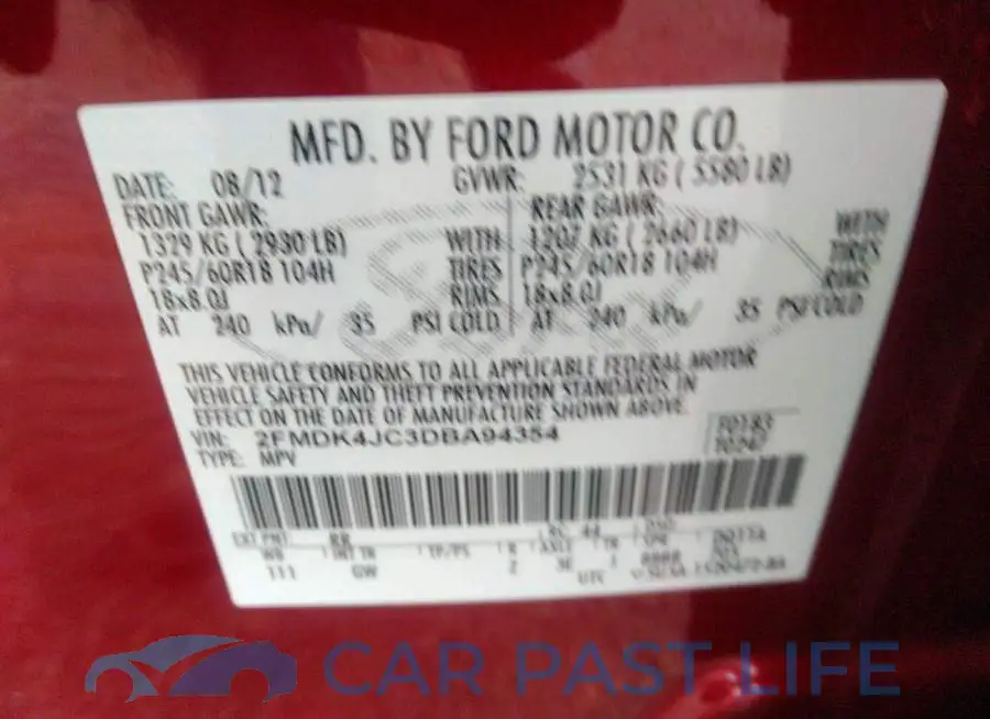 2FMDK4JC3DBA94354# 9
