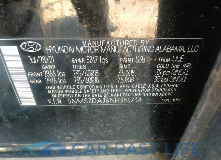 5NMS2DAJ6NH385234# 9