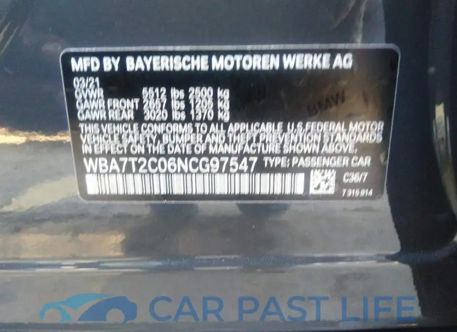 WBA7T2C06NCG97547# 9