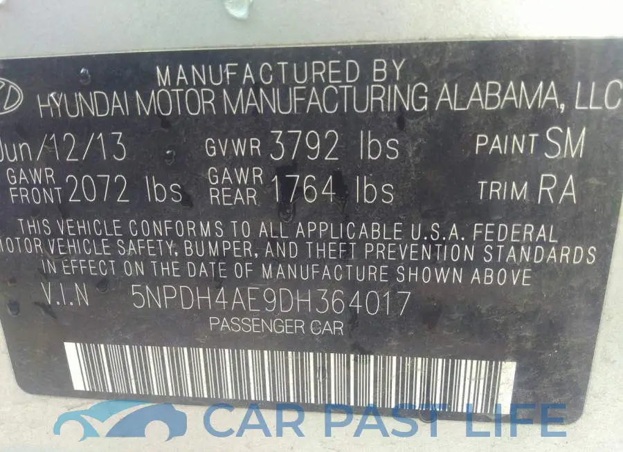 5NPDH4AE9DH364017# 9