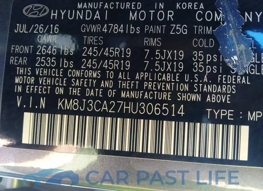 KM8J3CA27HU306514# 9