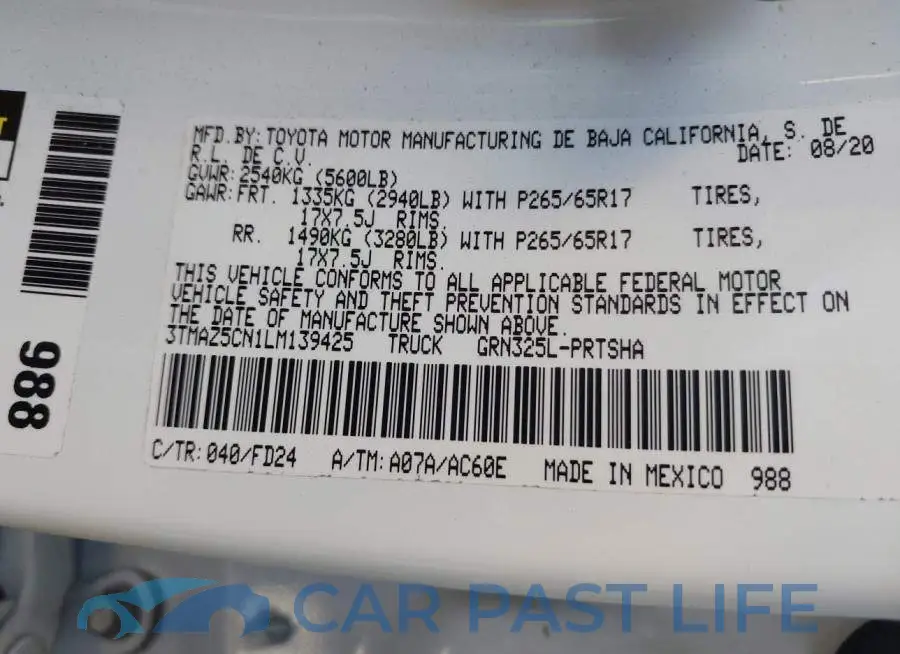 3TMAZ5CN1LM139425# 9
