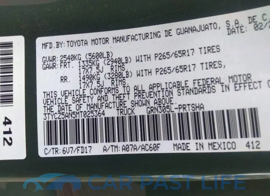 3TYCZ5AN5MT025364# 9