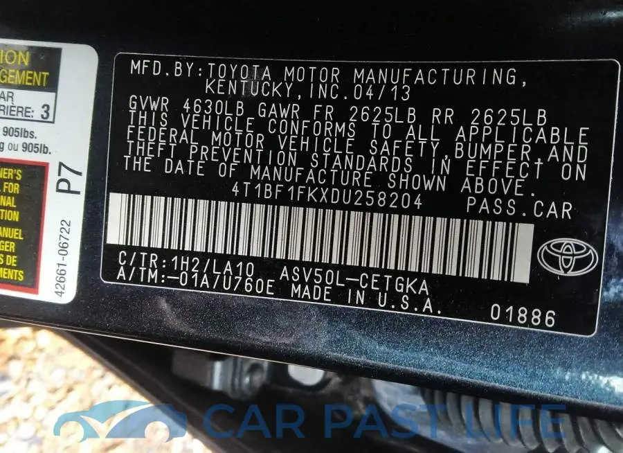 4T1BF1FKXDU258204# 9