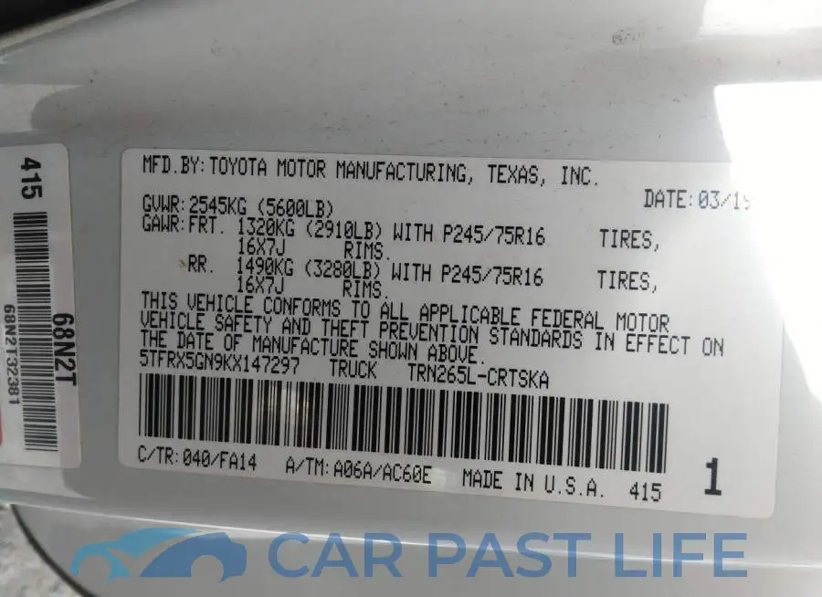 5TFRX5GN9KX147297# 9