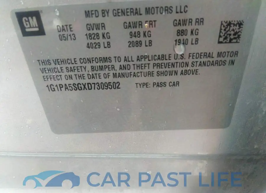 1G1PA5SGXD7309502# 9