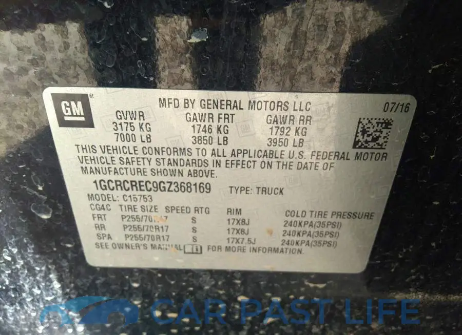 1GCRCREC9GZ368169# 9