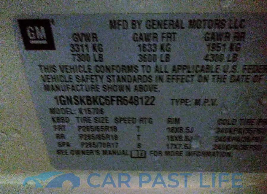 1GNSKBKC6FR648122# 9