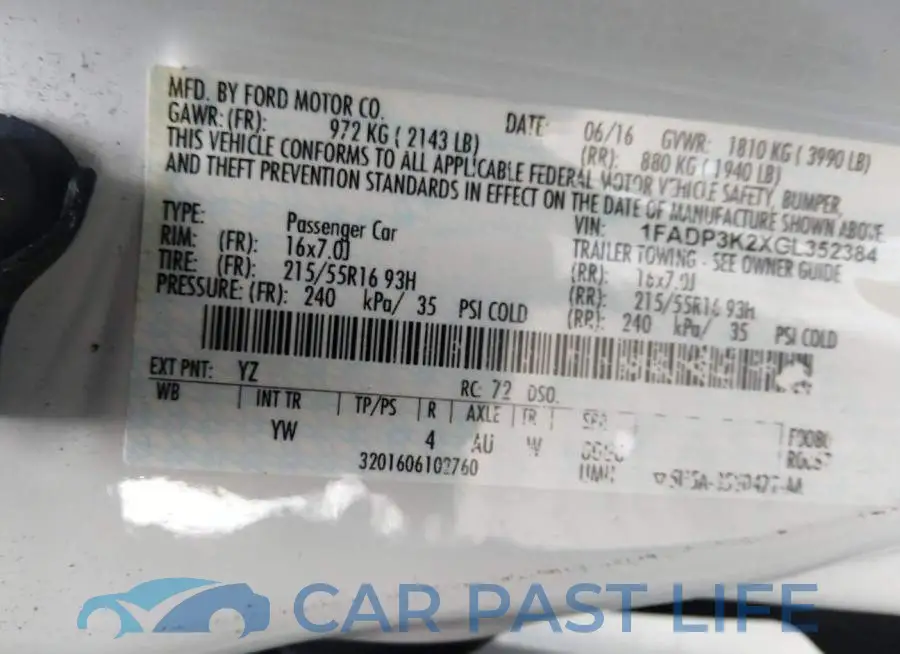 1FADP3K2XGL352384# 9