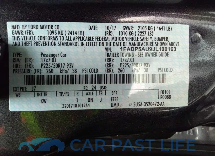 1FADP5AU9JL100163# 9