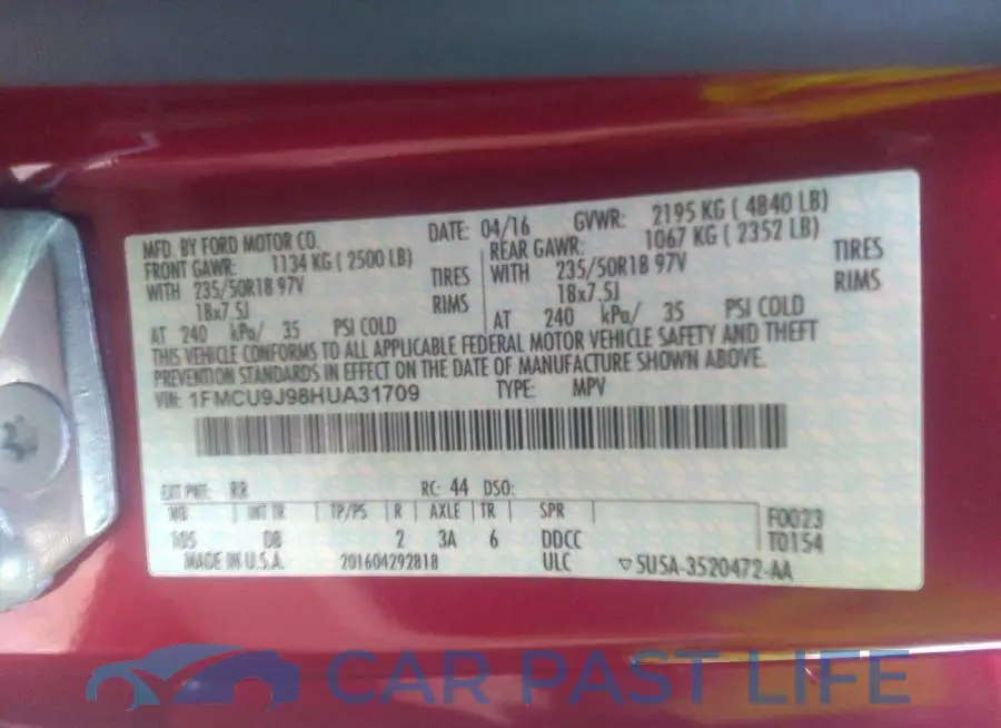 1FMCU9J98HUA31709# 9