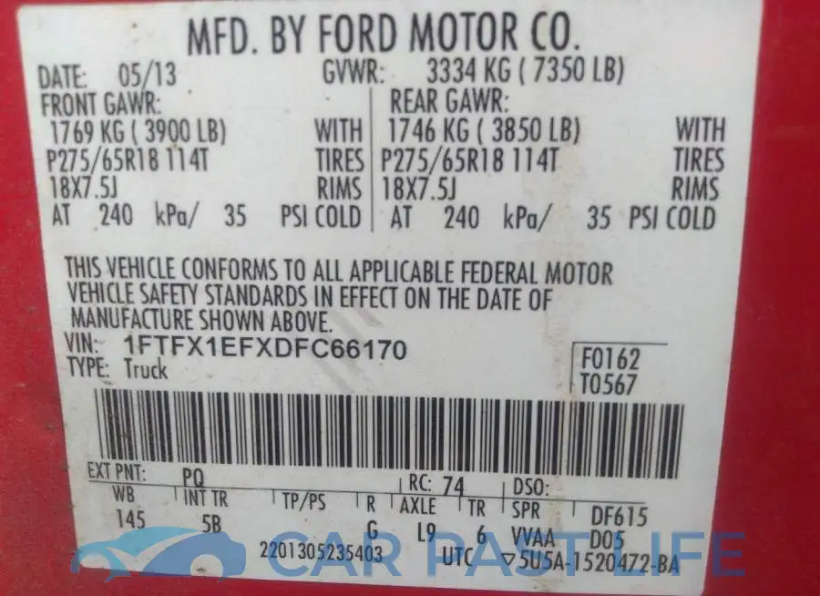 1FTFX1EFXDFC66170# 9
