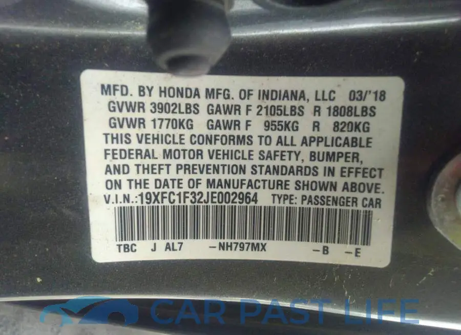 19XFC1F32JE002964# 9