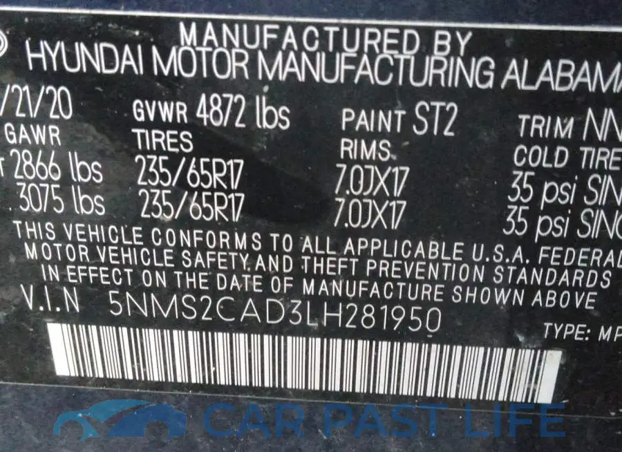 5NMS2CAD3LH281950# 9