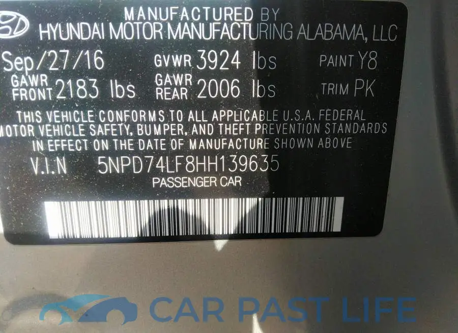 5NPD74LF8HH139635# 9