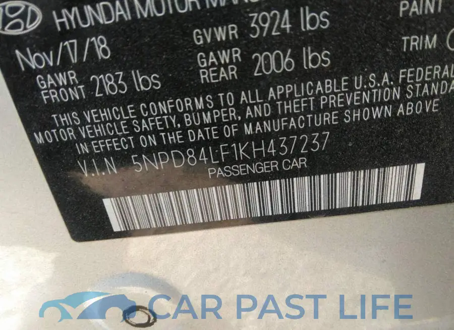 5NPD84LF1KH437237# 9