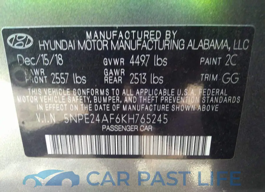 5NPE24AF6KH765245# 9