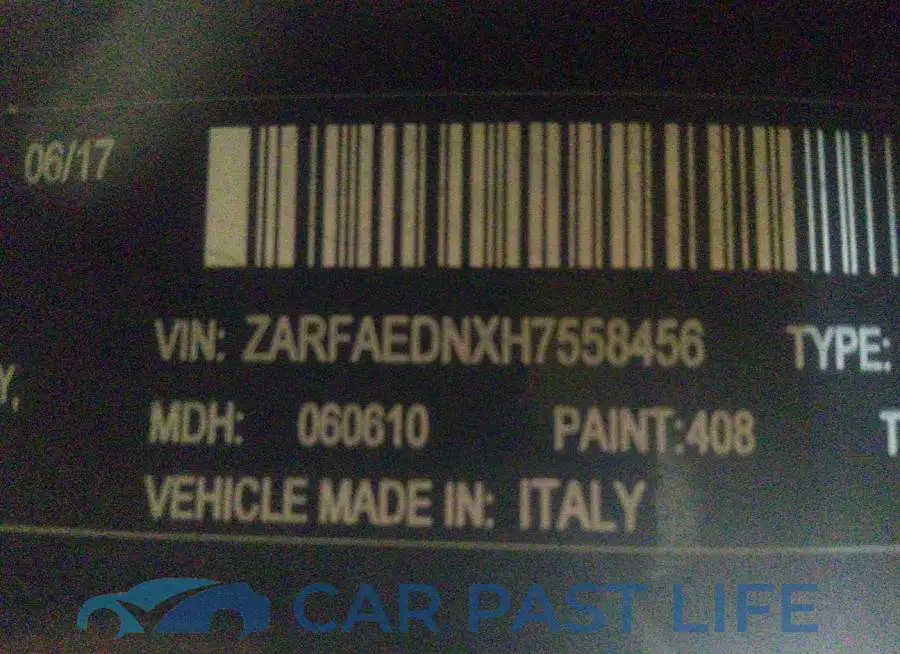 ZARFAEDNXH7558456# 9