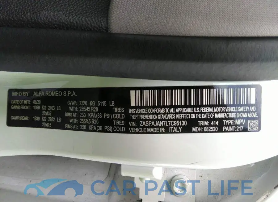 ZASPAJAN7L7C95130# 9