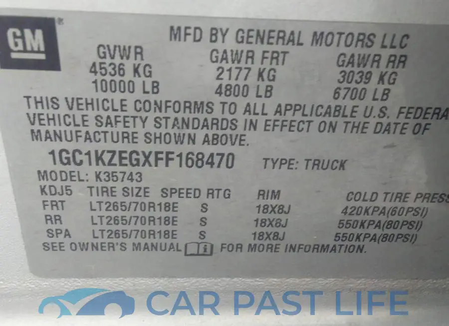 1GC1KZEGXFF168470# 9