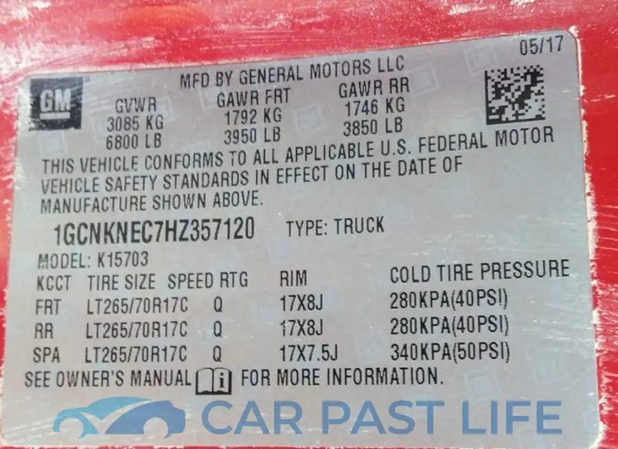 1GCNKNEC7HZ357120# 9