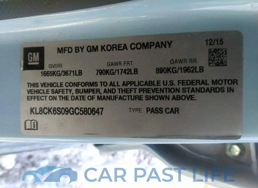KL8CK6S09GC580647# 9