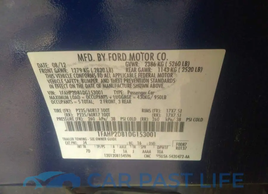 1FAHP2D81DG153001# 9