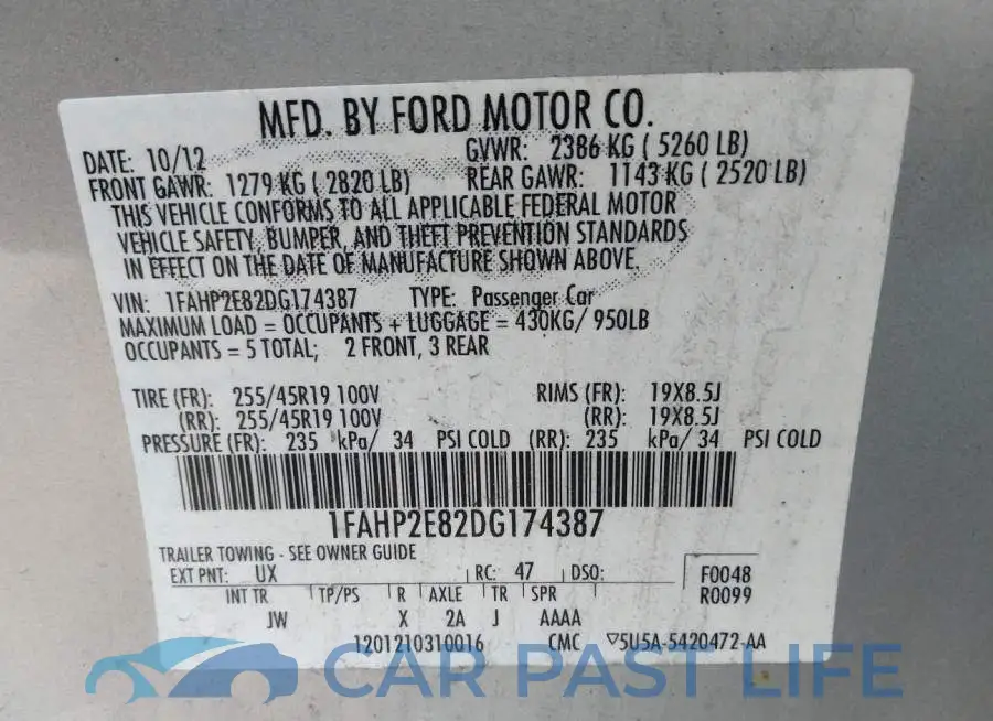 1FAHP2E82DG174387# 9