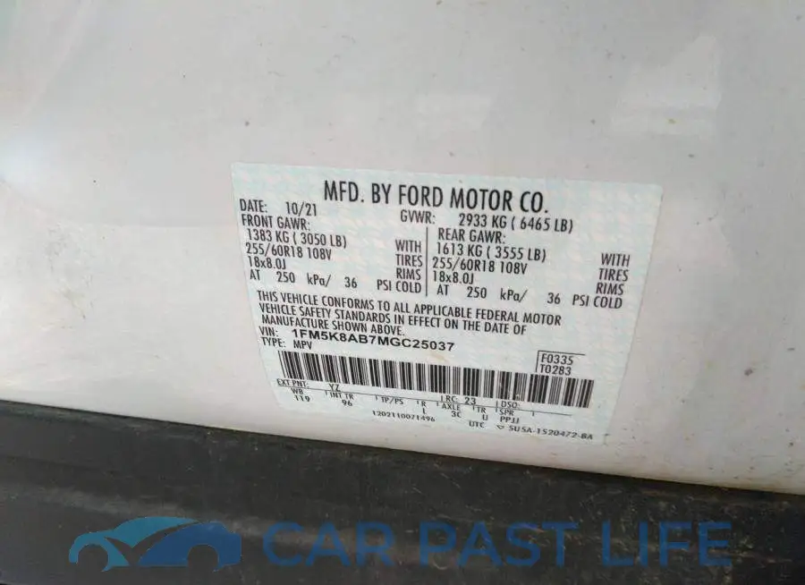 1FM5K8AB7MGC25037# 9