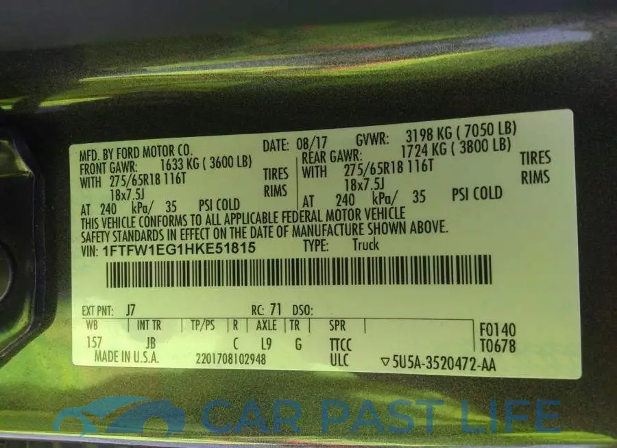 1FTFW1EG1HKE51815# 9