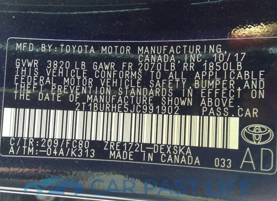 2T1BURHE5JC991902# 9