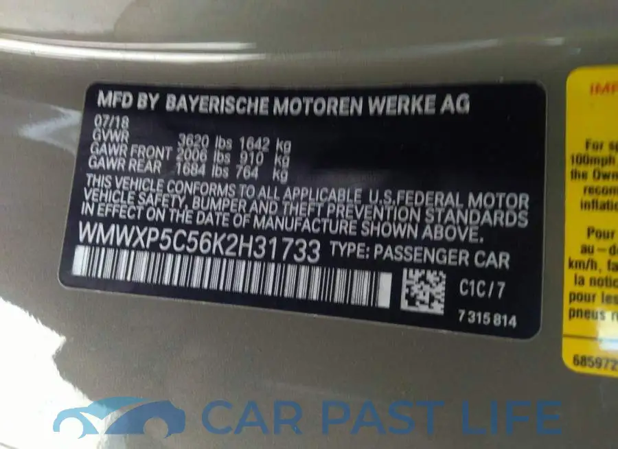 WMWXP5C56K2H31733# 9