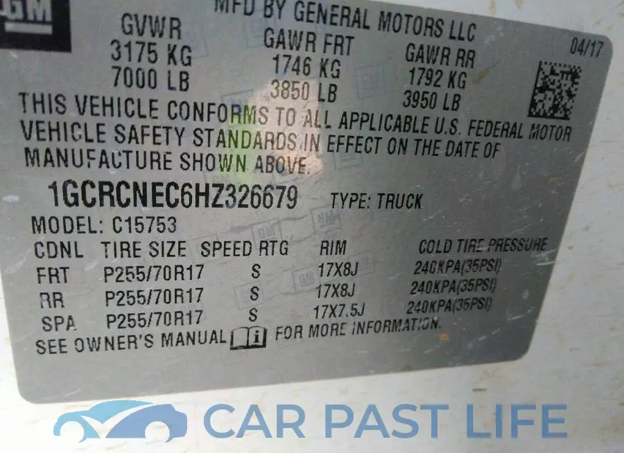 1GCRCNEC6HZ326679# 9