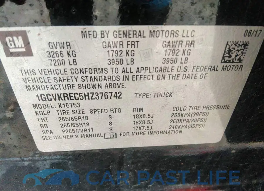 1GCVKREC5HZ376742# 9