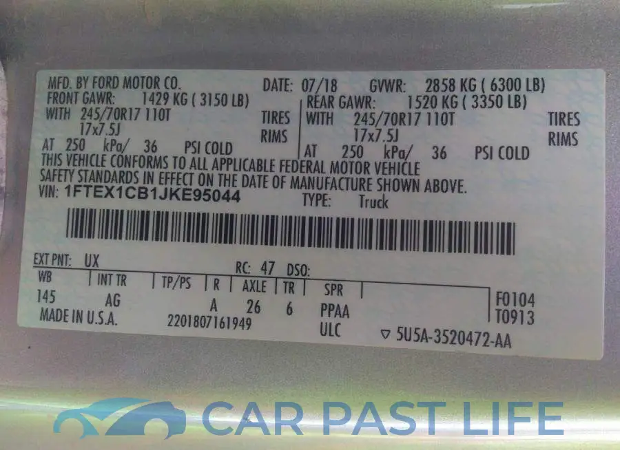 1FTEX1CB1JKE95044# 9