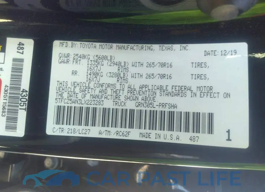5TFCZ5AN3LX223283# 9