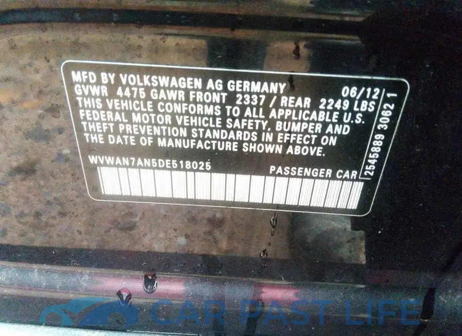 WVWAN7AN5DE518025# 9