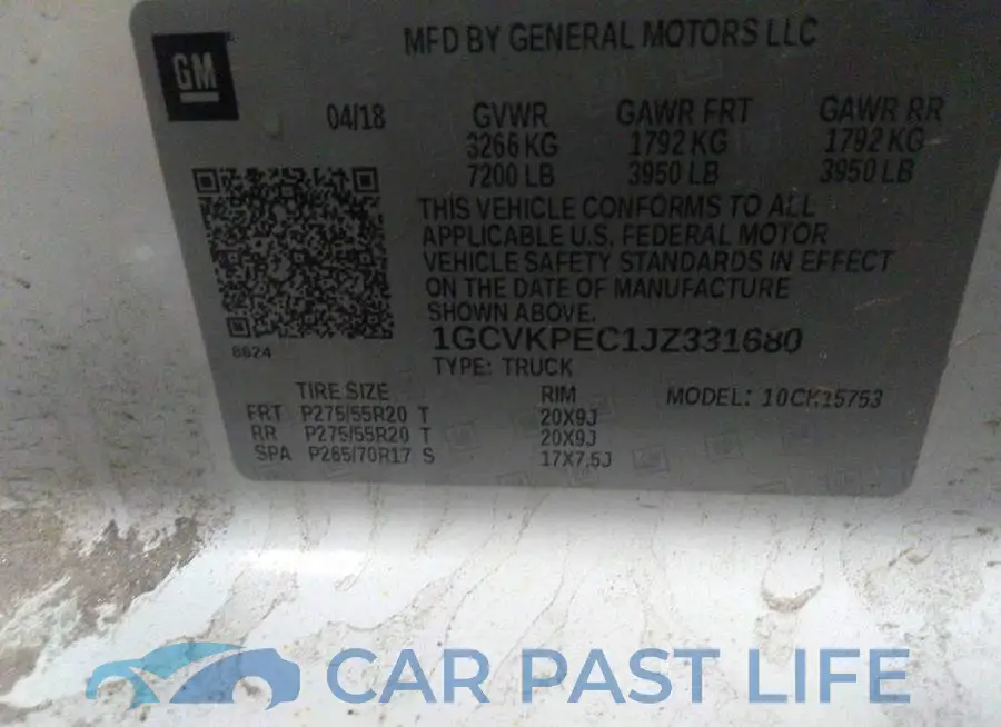 1GCVKPEC1JZ331680# 9