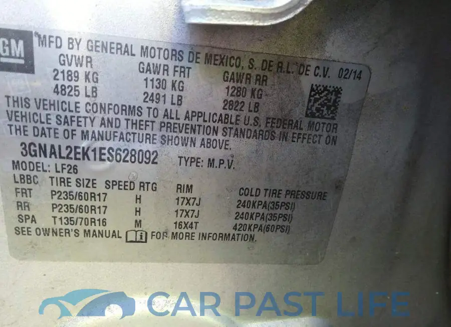3GNAL2EK1ES628092# 9