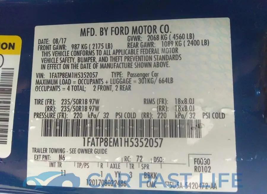 1FATP8EM1H5352057# 9