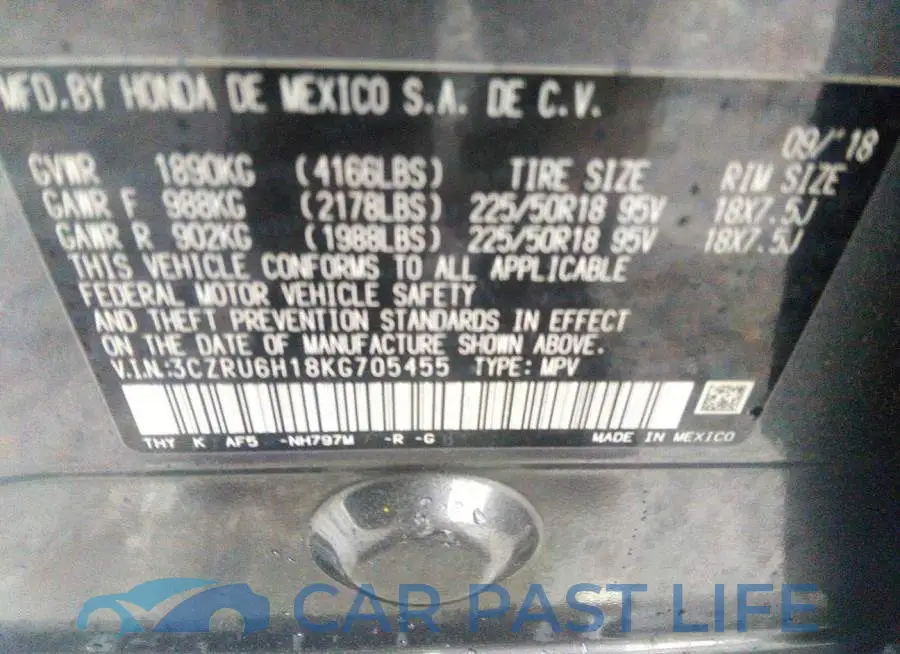 3CZRU6H18KG705455# 9