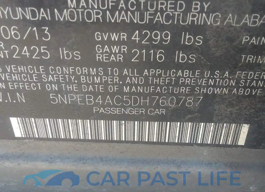 5NPEB4AC5DH760787# 9