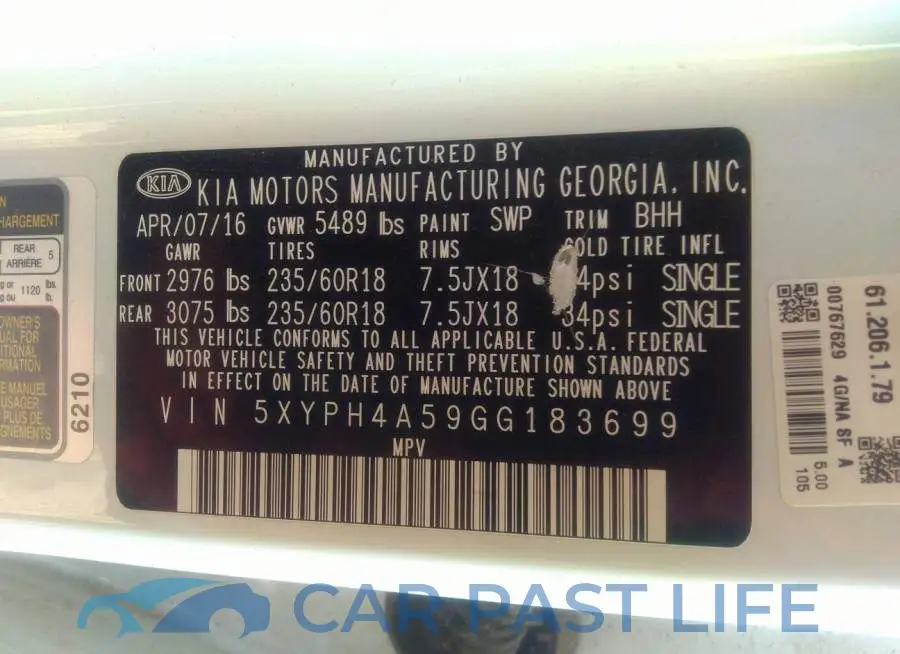 5XYPH4A59GG183699# 9