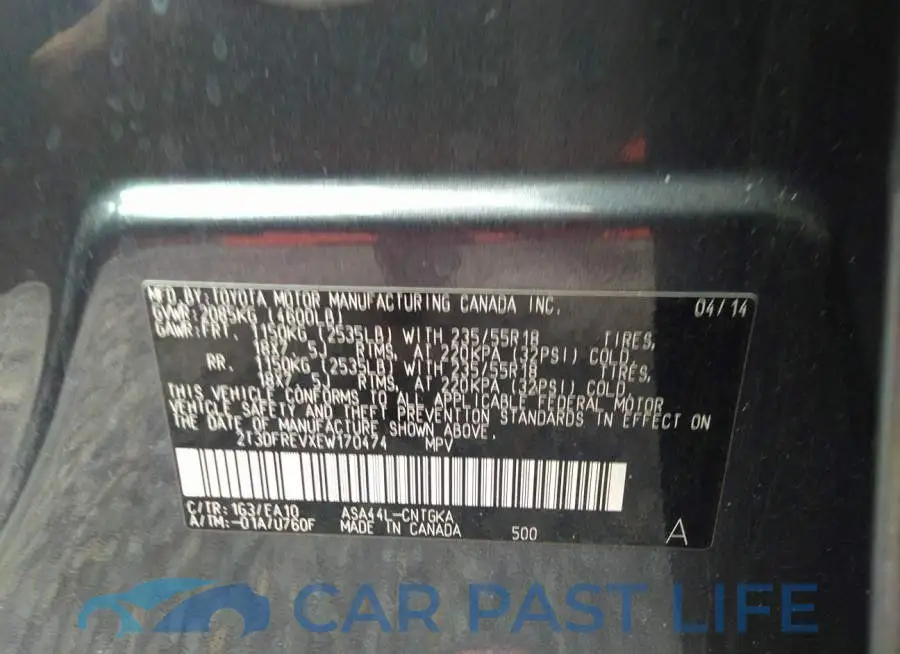 2T3DFREVXEW170474# 9