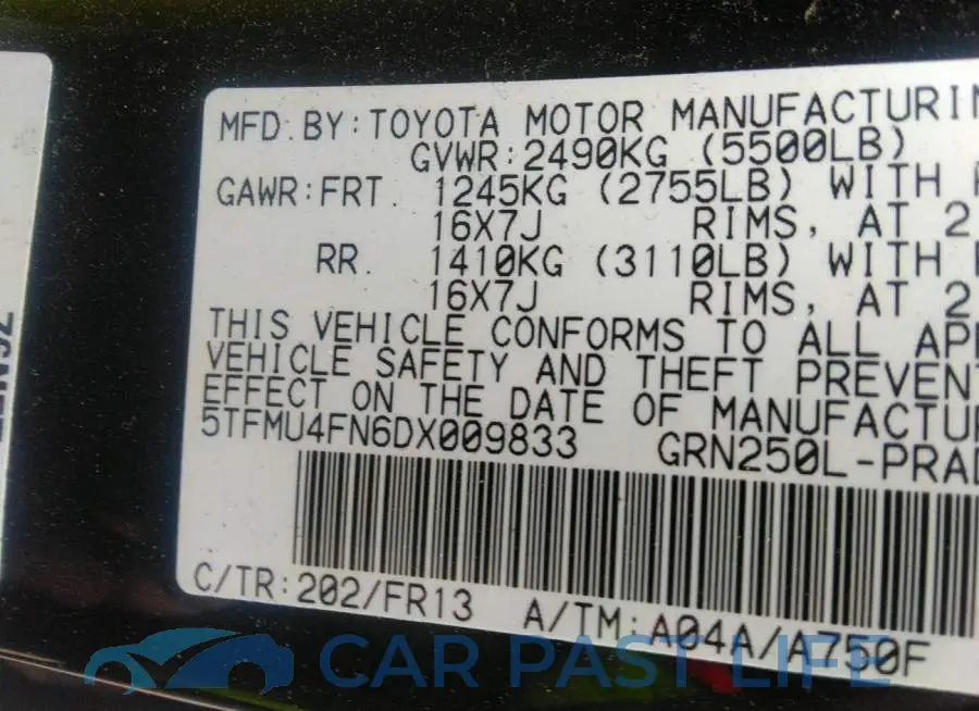 5TFMU4FN6DX009833# 9